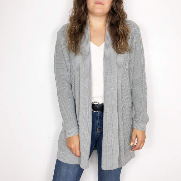Old Navy Gray Chunky Knit Open Cardigan 